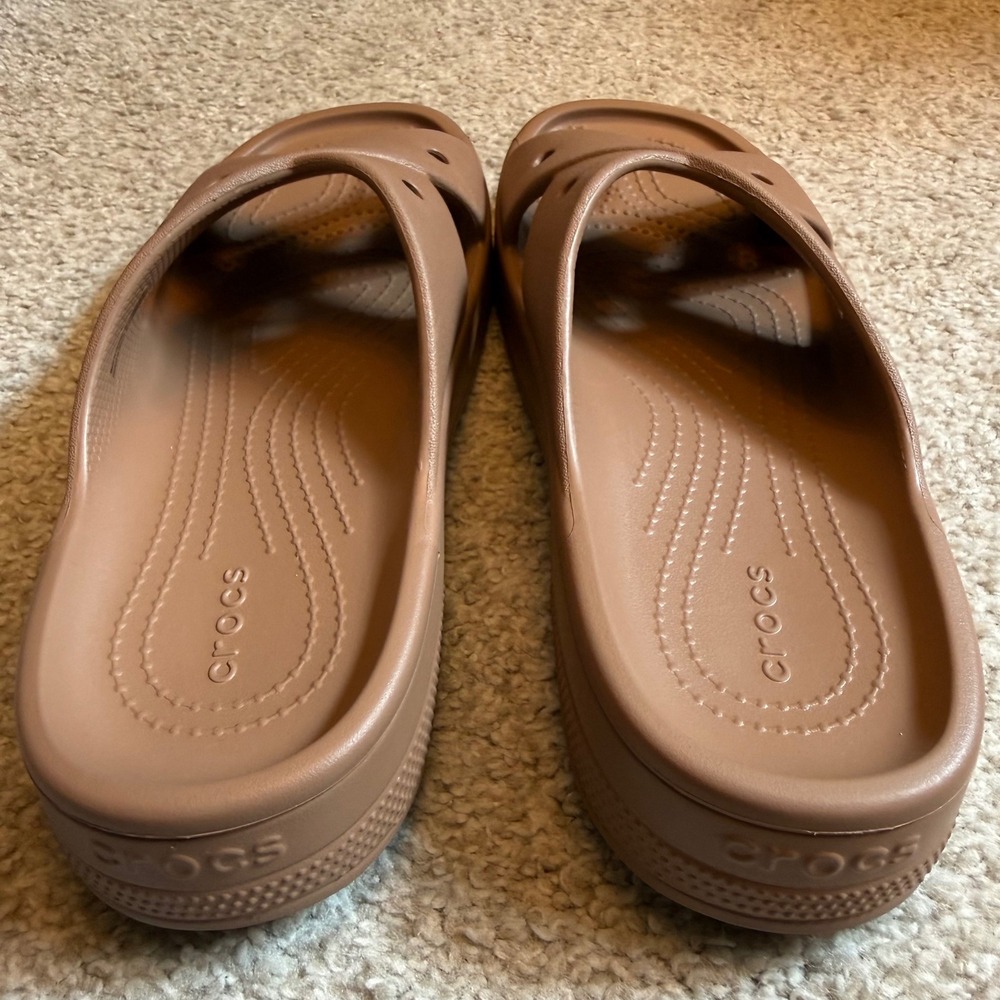 Crocs Classic Cross Strap Sandal Tan Brown Slides Womens 7 - Picture 4 of 5